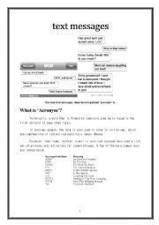 English Worksheet: Text Messages