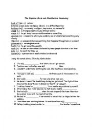 English Worksheet: The Simpsons Movie and Ghostbusters Vocabulary Sheet