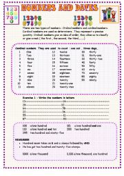 English Worksheet: Numbers and dates