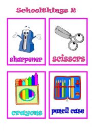 English Worksheet: SCHOOLTHINGS FLASHCARDS 2/3