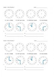 English Worksheet: Whats the time?