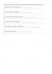 English Worksheet: Practice Writing Sentences