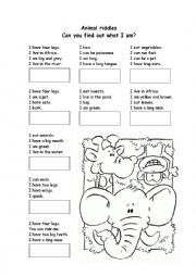 English Worksheet: Animal Riddles