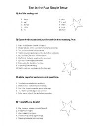English Worksheet: Test in the Past Simple Tense