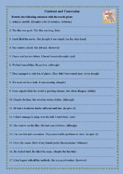English Worksheet: Contrast and Concession