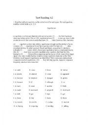 English Worksheet: Test Reading A2