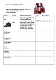 English Worksheet: Christmas shopping online