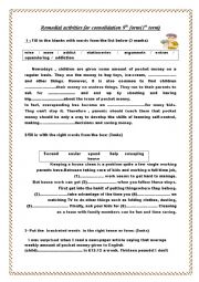 English Worksheet: remedial activities for consolidation