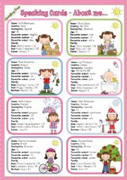 English Worksheet: Speaking Time Series - About me... - Speaking Cards - To Be - GIRLS