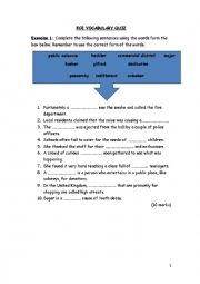 English Worksheet: FCE VOCABULARY QUIZ