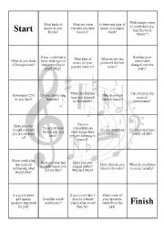 English Worksheet: Music Conversation Board Game