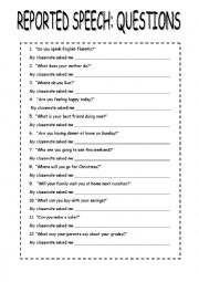 English Worksheet: Reported Speech Questions 