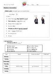 English Worksheet: phone conversation 1 