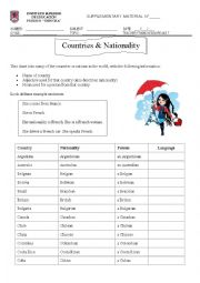 English Worksheet: COUNTRY AND NATIONALITY