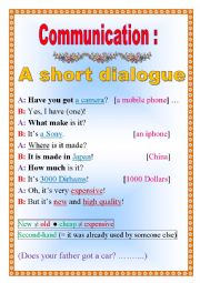 An easy short dialogue (role-play) to practise 