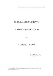 English Worksheet: advice/expectation