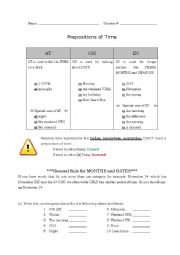 English Worksheet: Prepositions of Time