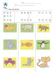 Animal - Trace, Look and Write