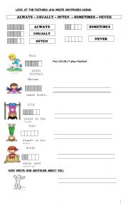 English Worksheet: FREQUENCY ADVERBS REVISION