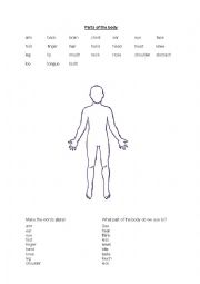English Worksheet: Parts of the body - vocab