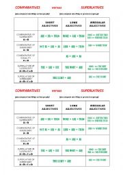 English Worksheet: COMPARATIVES vs SUPERLATIVES