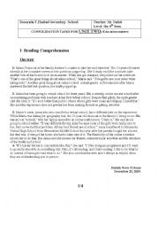 English Worksheet: Consolidation tasks for unit two: education matters (the 4th grade)