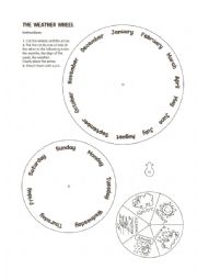 English Worksheet: A weather wheel