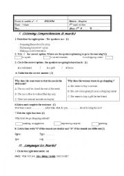 English Worksheet: mid term test n 1