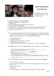 English Worksheet: NOTTING HILL MOVIE TEST