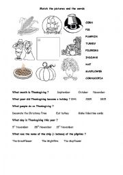 English Worksheet: Thanksgiving