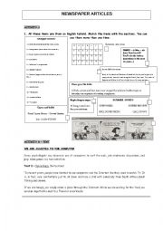 English Worksheet: Newspaper articles - Technology