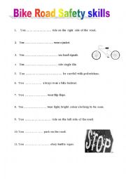 English Worksheet: Bike Road Safety Skills