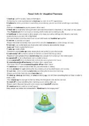 English Worksheet: Unexplained Phenomena Phrasal Verbs