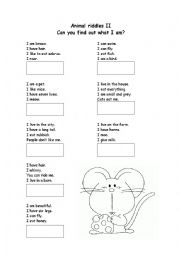 English Worksheet: Animal Riddles 2