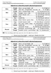 English Worksheet: Describing people