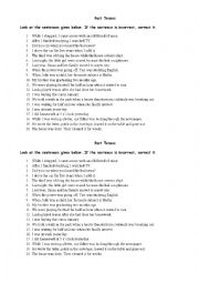 English Worksheet: Past Tenses