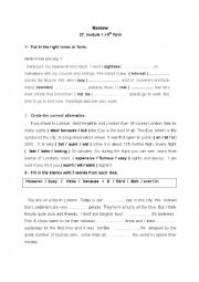 English Worksheet: review / test for 8th form - travel and holidaying in London.