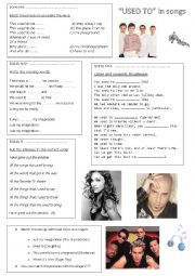 English Worksheet: Used to SONGS