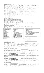 English Worksheet: INTERVIEW FOR A JOB