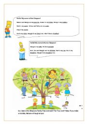 English Worksheet: Simpons Family Tree
