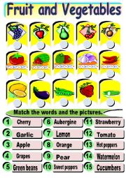 English Worksheet: Fruit and Vegetables