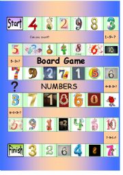 English Worksheet: Boardgame numbers 1-10