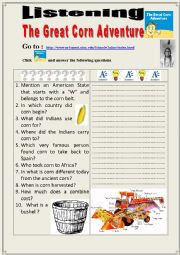 English Worksheet: The great corn adventure  (LISTENING)