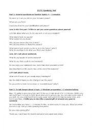 English Worksheet: IELTS FULL SPEAKING TEST SCRIPT