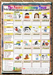 English Worksheet: The Present Continuous Tense