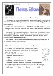 English Worksheet: Thomas Edison