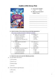 English Worksheet: Aladdin and the magic lamp