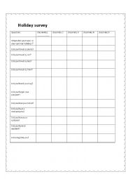 English Worksheet: holiday survey 