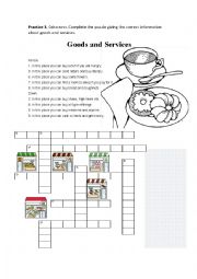 English Worksheet: Goods And Services Crisscross Puzzle