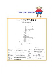 Tims Daily Routine (Crossword Puzzle)
